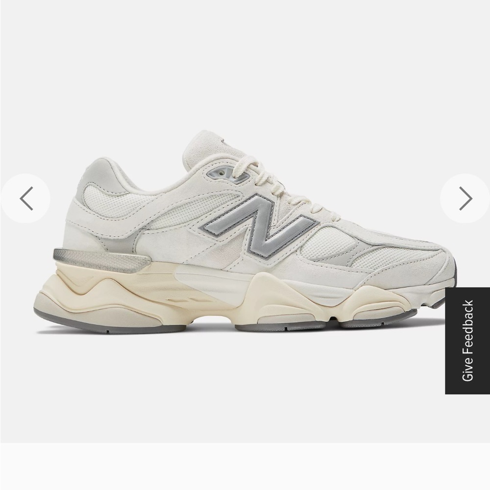 New Balance 9060 Sea salt with concrete and silver metallic